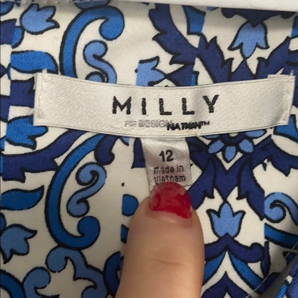 Milly Blue & White Scroll Dress - Picture 3 of 4